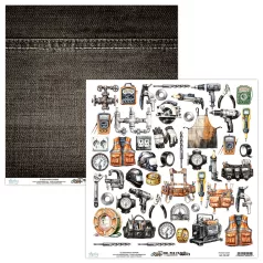   Mintay Papers Scrapbook papír 12" (30 cm) - Kivágóív - Mr. Fix It - Elements (1 lap)
