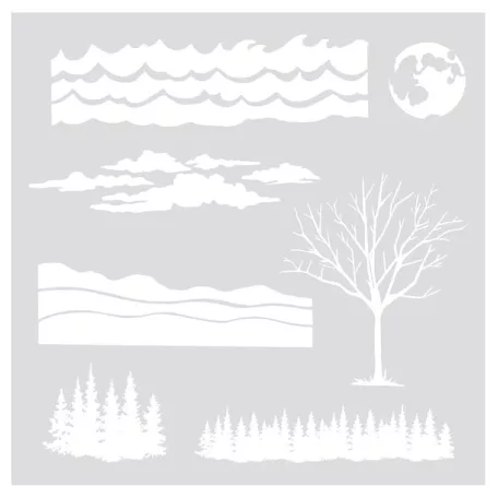 Crafter's Companion Stencil - 8" (20 cm) - Landscape Builder -Bella Luna Stencil (1 db)