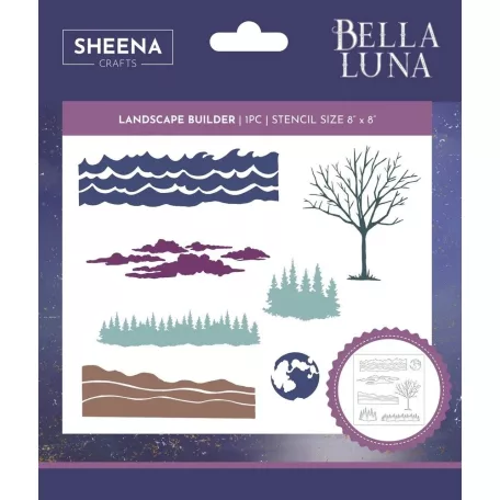 Crafter's Companion Stencil - 8" (20 cm) - Landscape Builder -Bella Luna Stencil (1 db)