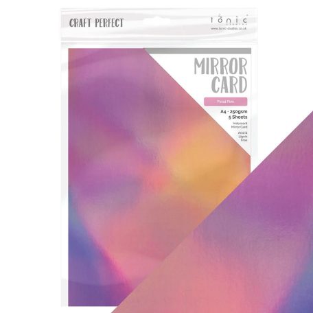 Tonic studios Tükörkarton - Holografikus A4 - Petal Pink - Iridescent Mirror Card (5 ív)