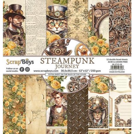 ScrapBoys Scrapbook papírkészlet 12" (30 cm) - Steampunk Journey - Paper Pad (12 lap)