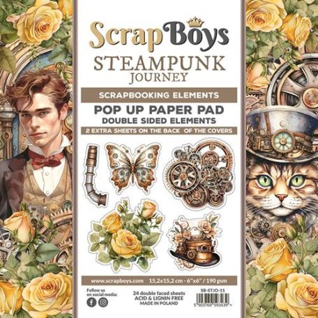 ScrapBoys Kivágóív készlet 6" (15 cm) - Steampunk Journey - Pop Up (24 lap)
