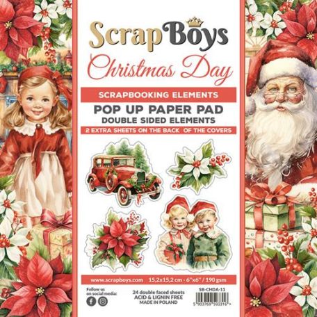 ScrapBoys Kivágóív készlet 6" (15 cm) - Christmas Day - Pop Up (24 lap)