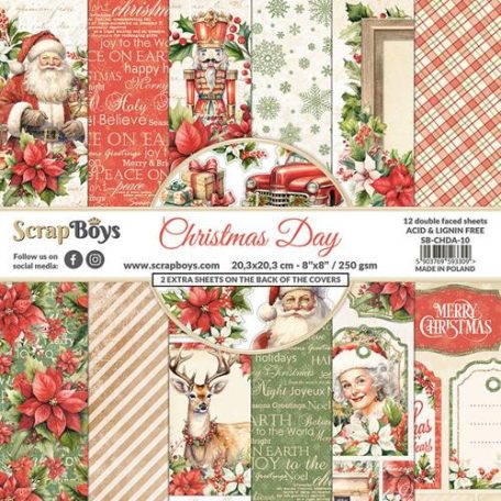 ScrapBoys Scrapbook papírkészlet 8" (20 cm) - Christmas Day - Paper Pad (12 lap)