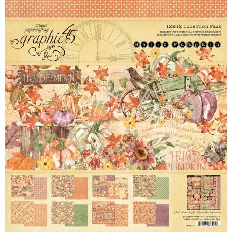 Graphic 45 Scrapbook papírkészlet 12" (30 cm) - Hello Pumpkin - Collection Pack (16 lap)
