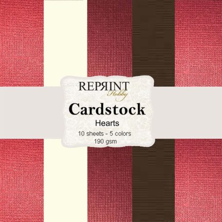 Papírkészlet, Alapkarton - 12" (30 cm) - Hearts - Reprint Cardstock (10 ív)