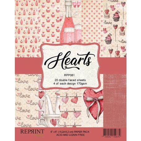 Papírkészlet - 6" (15 cm) - Hearts - Reprint Paper Pack (20 ív)