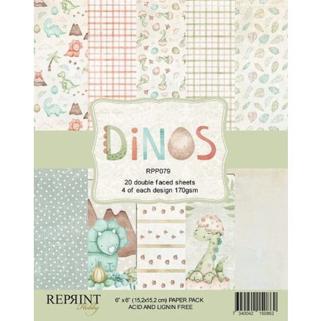Papírkészlet - 6" (15 cm) - Dinos - Reprint Paper Pack (20 ív)