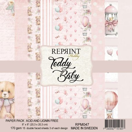 Papírkészlet - 8" (20 cm) - Teddy Baby - Reprint Paper Pack (15 ív)