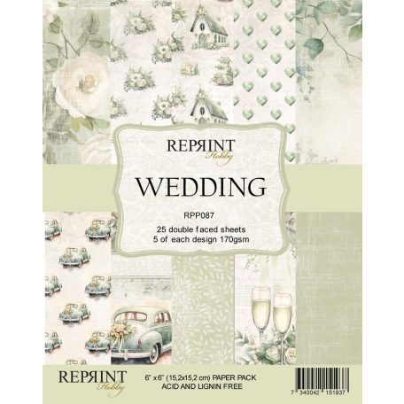 Papírkészlet - 6" (15 cm) - Wedding - Reprint Paper Pack (25 ív)