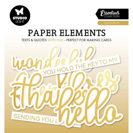 Studio Light Kivágatok  - Sentiments gold foil Essentials nr.07 - Paper Elements (1 csomag)