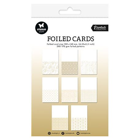 Studio Light Képeslap alap  - Folded cards gold foil Essentials nr.35 - Die Cut Block (1 csomag)