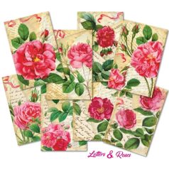   Decorer Papírkészlet 7x10.8 cm - Letters & Roses - Scrapbook Paper (24 ív)