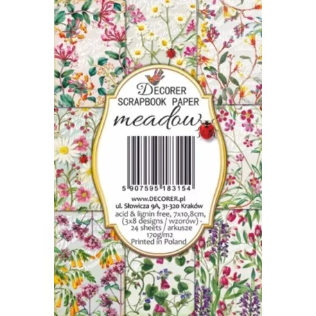 Decorer Papírkészlet 7x10.8 cm - Meadow - Scrapbook Paper (24 ív)