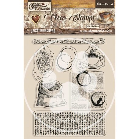 Stamperia Szilikonbélyegző - Coffee and Chocolate - Coffee Elements - Clear Stamps (1 csomag)