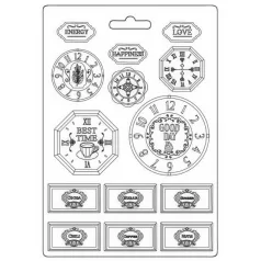   Stamperia Öntőforma A4 - Coffee and Chocolate - Clocks - Soft Mould (1 db)