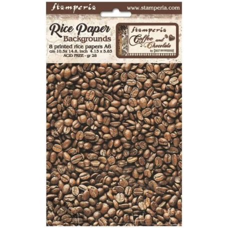 Stamperia Rízspapír készlet A6 - Coffee and Chocolate - Rice Paper Backgrounds (8 ív)