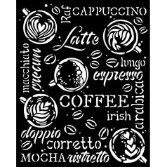   Stamperia Vastag stencil 20x25cm - Coffee and Chocolate - Cappuccino - Thick Stencil  (1 db)
