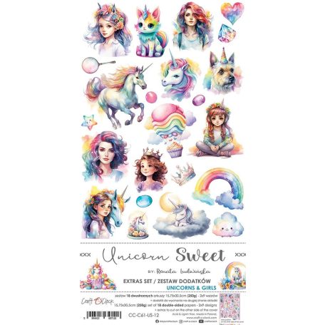 Craft O'Clock Kivágóív - Unicorn Sweet - Unicors and Girls - Extras to Cut (1 csomag)