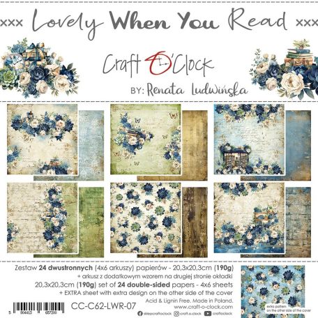 Craft O'Clock Scrapbook papírkészlet 8" (20 cm) - Lovely When You Read - Paper Collection Set (1 csomag)