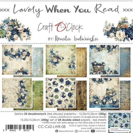 Craft O'Clock Scrapbook papírkészlet 6" (15 cm) - Lovely When You Read - Paper Collection Set (1 csomag)