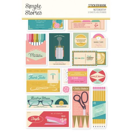 Simple Stories Matrica  - Sticker Book - Noteworthy (12 ív)