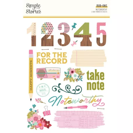 Simple Stories Matrica  - Rub-Ons - Noteworthy (2 ív)