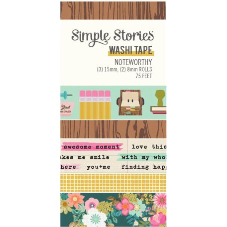 Simple Stories Dekorációs ragasztószalag  - Washi Tape - Noteworthy (5 db)