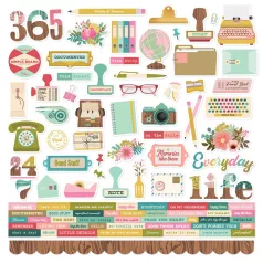   Simple Stories Matrica 12" (30 cm) - Cardstock Stickers - Noteworthy (1 ív)
