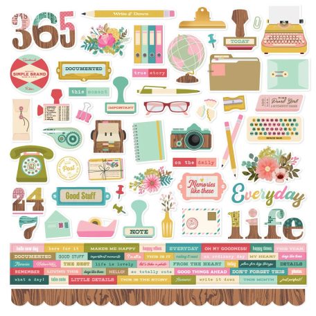 Simple Stories Matrica 12" (30 cm) - Cardstock Stickers - Noteworthy (1 ív)