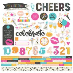   Simple Stories Matrica 12" (30 cm) - Cardstock Stickers - Happy New Year (1 ív)