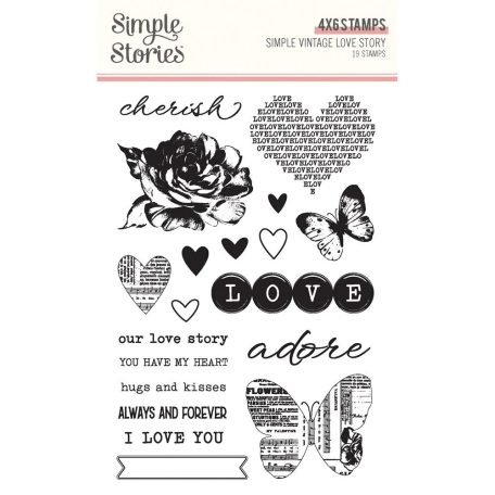 Simple Stories Szilikonbélyegző  - Clear Stamps - Simple Vintage Love Story (1 csomag)