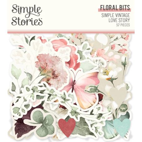 Simple Stories Kivágatok  - Floral Bits & Pieces - Simple Vintage Love Story (1 csomag)