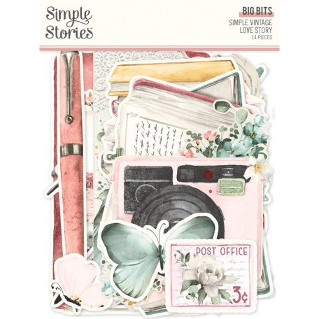 Simple Stories Kivágatok  - Big Bits & Pieces - Simple Vintage Love Story (1 csomag)