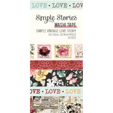 Simple Stories Dekorációs ragasztószalag  - Washi Tape - Simple Vintage Love Story (5 db)