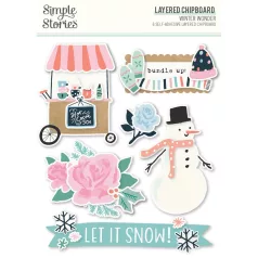   Simple Stories Chipboard  - Layered Chipboard - Winter Wonder (1 csomag)