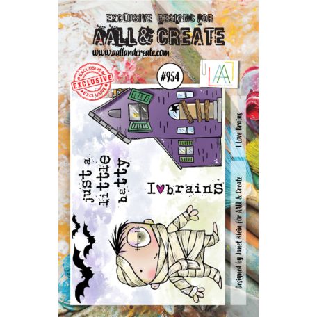 AALL & CREATE Szilikonbélyegző A7 - I Love Brains - Stamp Set (1 db)