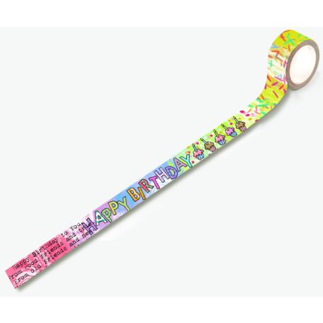 AALL & CREATE Dekorációs ragasztószalag 25mm - HBD2U - Washi Tape (1 db)