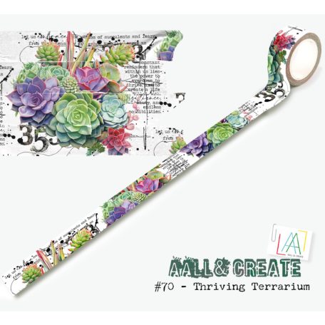 AALL & CREATE Dekorációs ragasztószalag 20mm - Thriving Terrarium - Washi Tape (1 db)