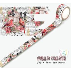   AALL & CREATE Dekorációs ragasztószalag 25mm - Free The Birds - Washi Tape (1 db)