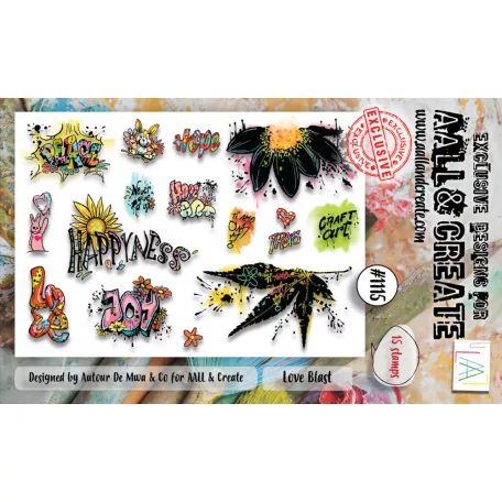 AALL & CREATE Szilikonbélyegző A6 - Love Blast - Stamp Set (1 db)