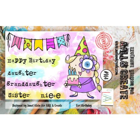AALL & CREATE Szilikonbélyegző A7 - Girl Birthday - Stamp Set (1 db)