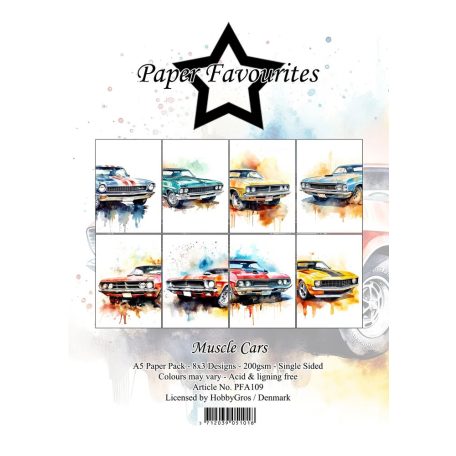 Paper Favourites Scrapbook papírkészlet A5 - Muscle Cars - Paper Pack (24 ív)