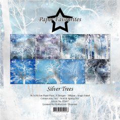  Paper Favourites Scrapbook papírkészlet 12" (30 cm) - Silver Trees - Paper Pack (8 ív)