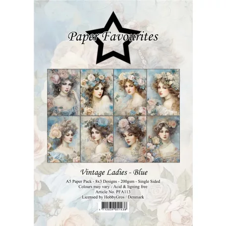 Paper Favourites Scrapbook papírkészlet A5 - Vintage Ladies Blue - Paper Pack (24 ív)