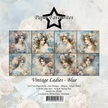 Paper Favourites Scrapbook papírkészlet 6" (15 cm) - Vintage Ladies Blue - Paper Pack (24 ív)