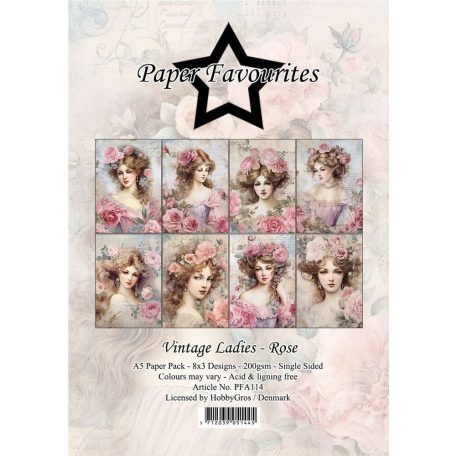 Paper Favourites Scrapbook papírkészlet A5 - Vintage Ladies Rose - Paper Pack (24 ív)
