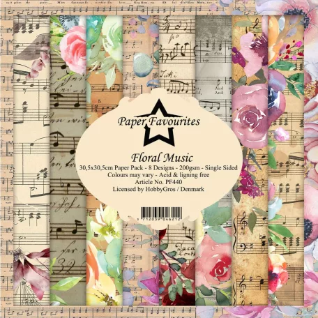 Paper Favourites Scrapbook papírkészlet 12" (30 cm) - Floral Music - Paper Pack (8 ív)