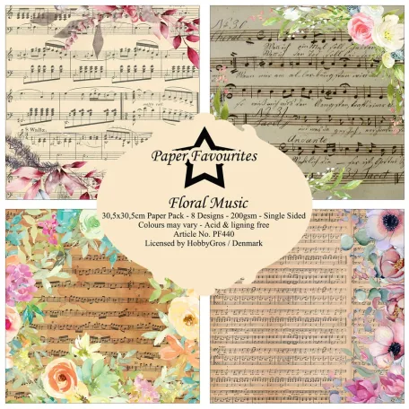 Paper Favourites Scrapbook papírkészlet 12" (30 cm) - Floral Music - Paper Pack (8 ív)