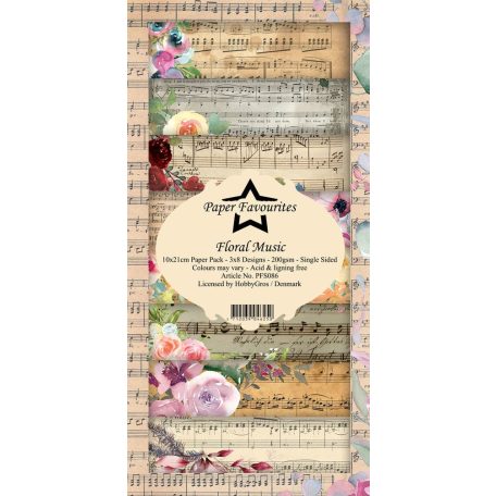 Paper Favourites Scrapbook papírkészlet Slim - Floral Music - Paper Pack (24 ív)